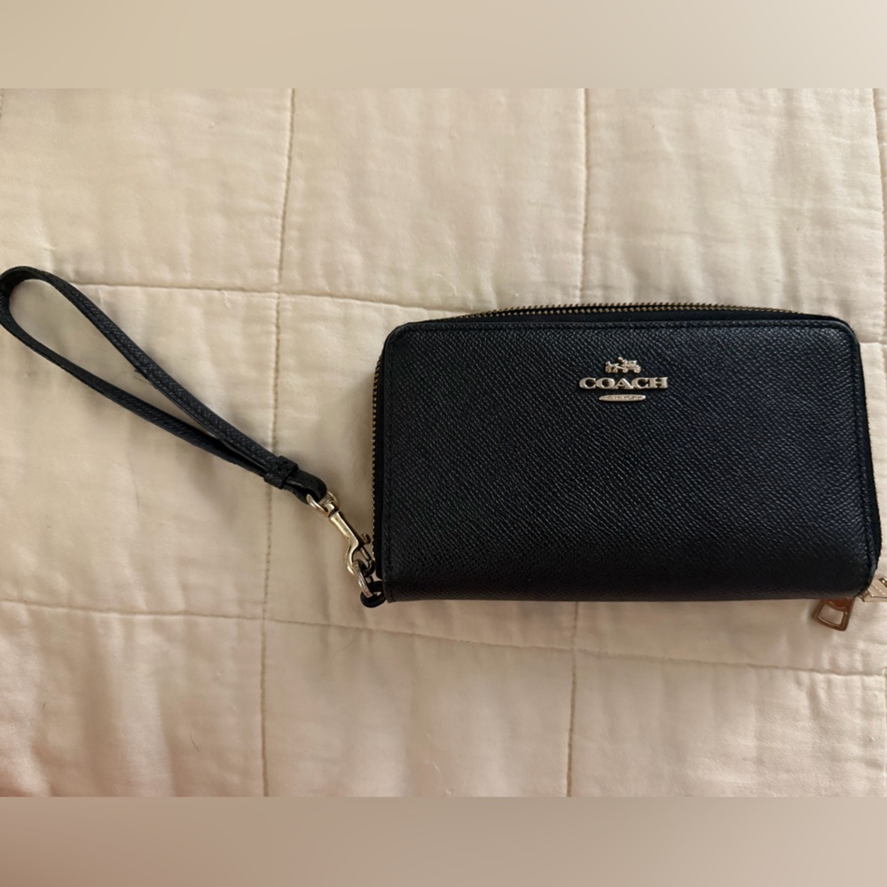 Coach Black Leather Wristlet